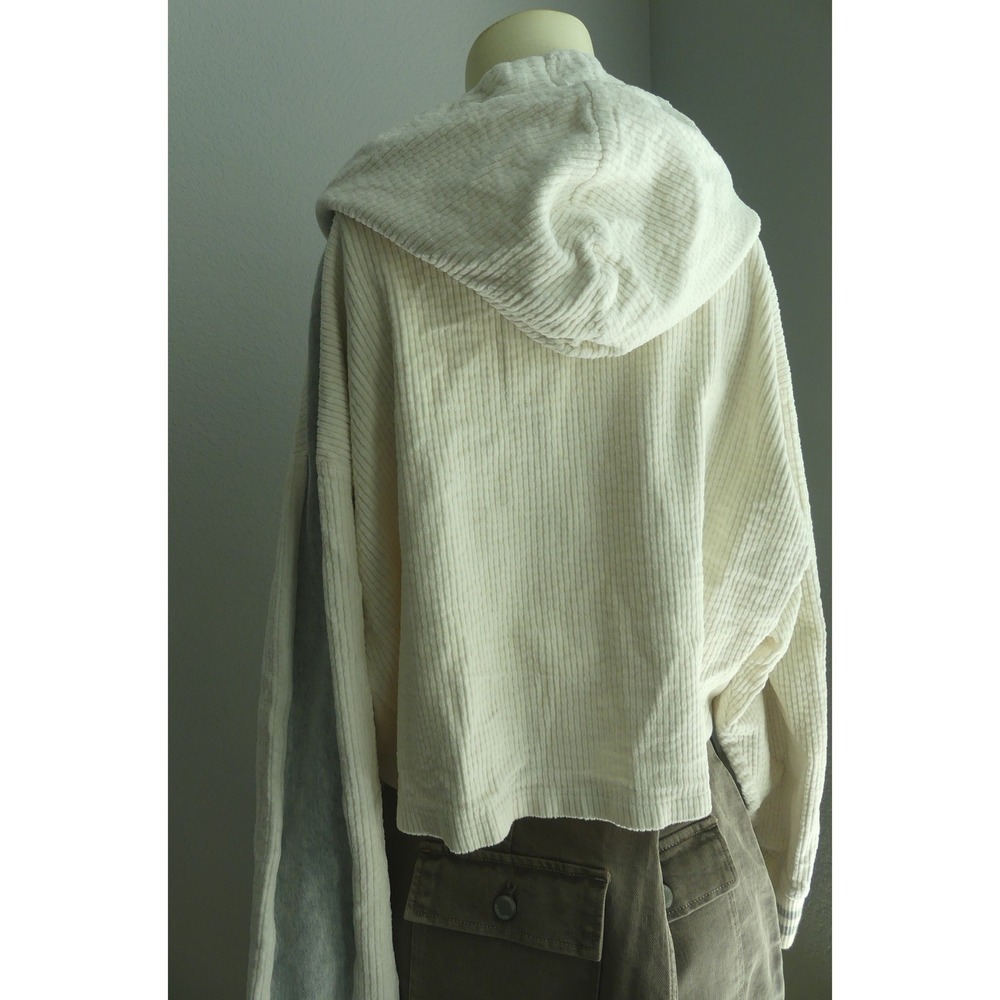 Champion Reverse Weave Corduroy Cropped Hoodie Cream XL - Picture 5 of 9